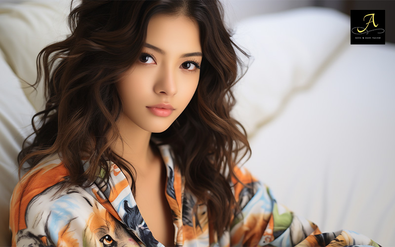 Woman with root volume perm